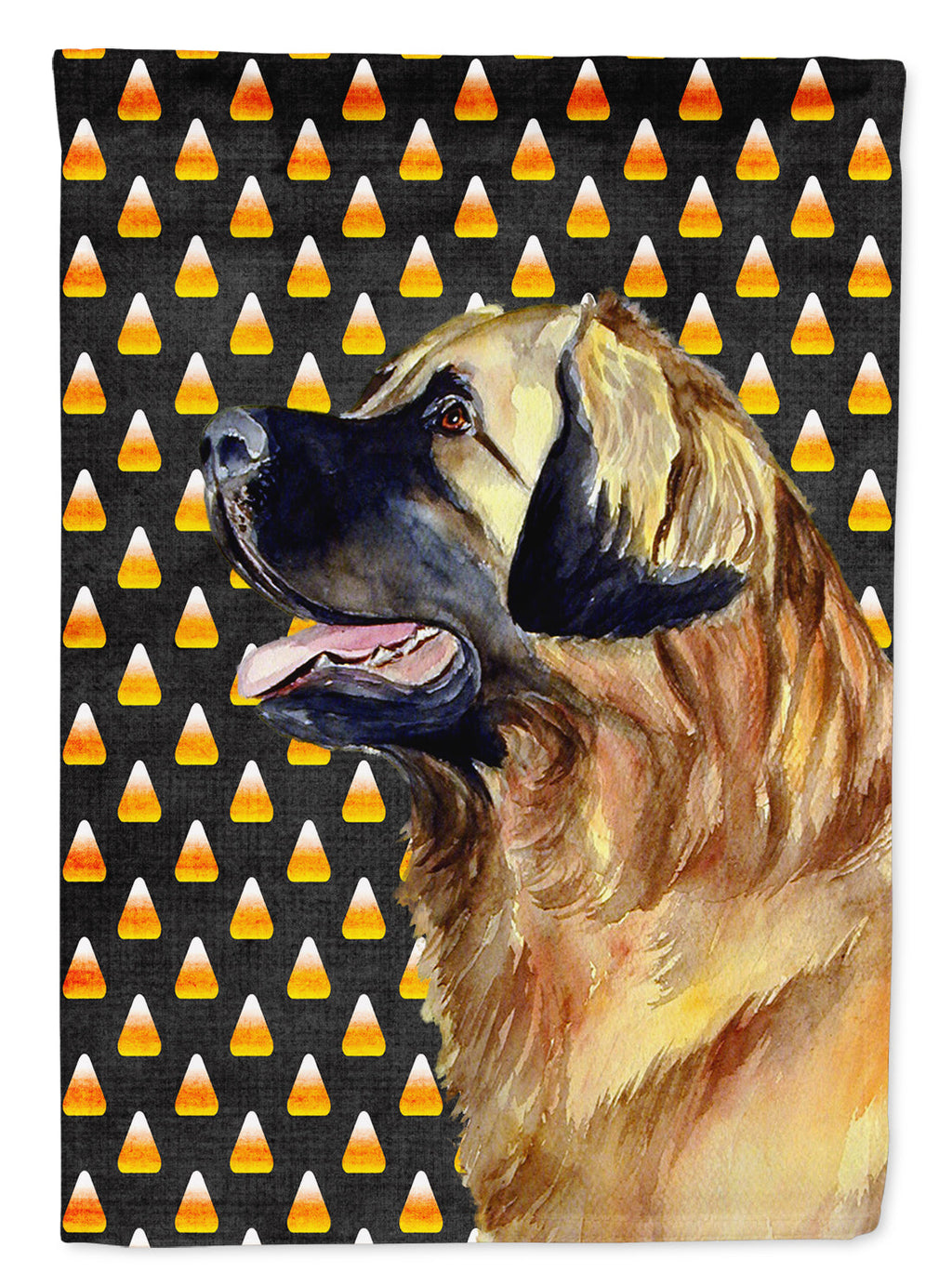 Leonberger Candy Corn Halloween Portrait House Flag 28x40 Porch Sleeve Pole Decorative Outside Yard Banner Artwork Wall Hanging, Polyester