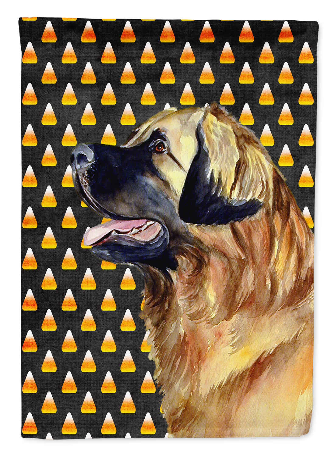 Leonberger Candy Corn Halloween Portrait House Flag 28x40 Porch Sleeve Pole Decorative Outside Yard Banner Artwork Wall Hanging, Polyester