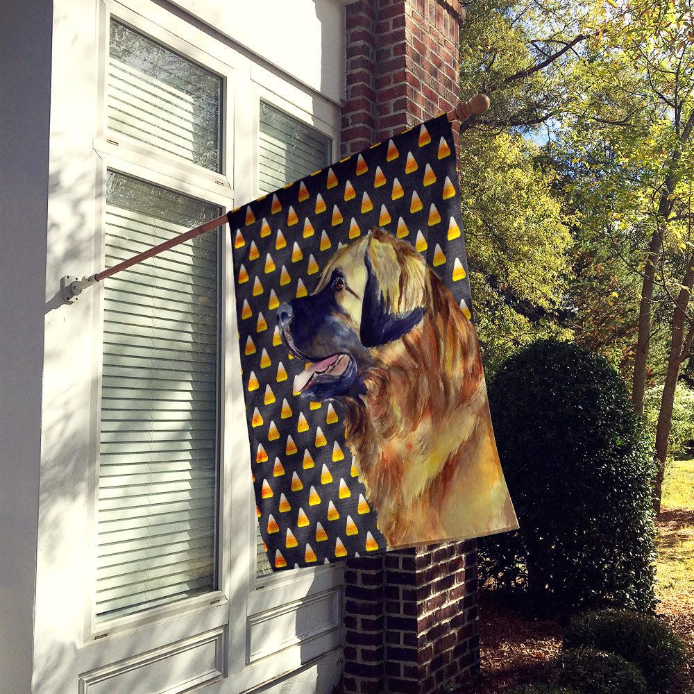 Leonberger Candy Corn Halloween Portrait House Flag 28x40 Porch Sleeve Pole Decorative Outside Yard Banner Artwork Wall Hanging, Polyester