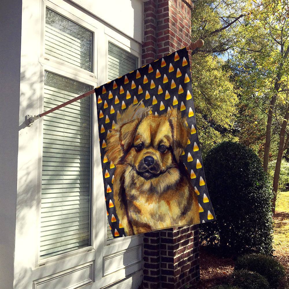 Tibetan Spaniel Candy Corn Halloween Portrait House Flag 28x40 Porch Sleeve Pole Decorative Outside Yard Banner Artwork Wall Hanging, Polyester