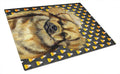 Tibetan Spaniel Candy Corn Halloween Portrait Cutting Board Tempered Glass Kitchen Cutting Surface, Heat Resistant Chopping, Non-Slip Feet, Food Prep & Serving