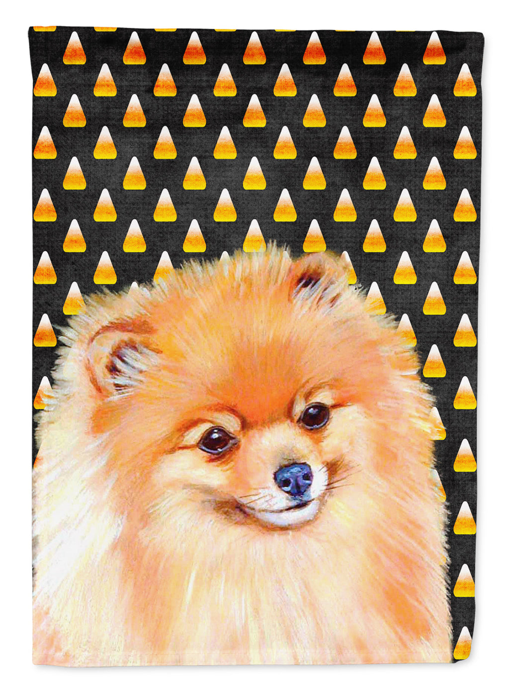 Pomeranian Candy Corn Halloween Portrait House Flag 28x40 Porch Sleeve Pole Decorative Outside Yard Banner Artwork Wall Hanging, Polyester