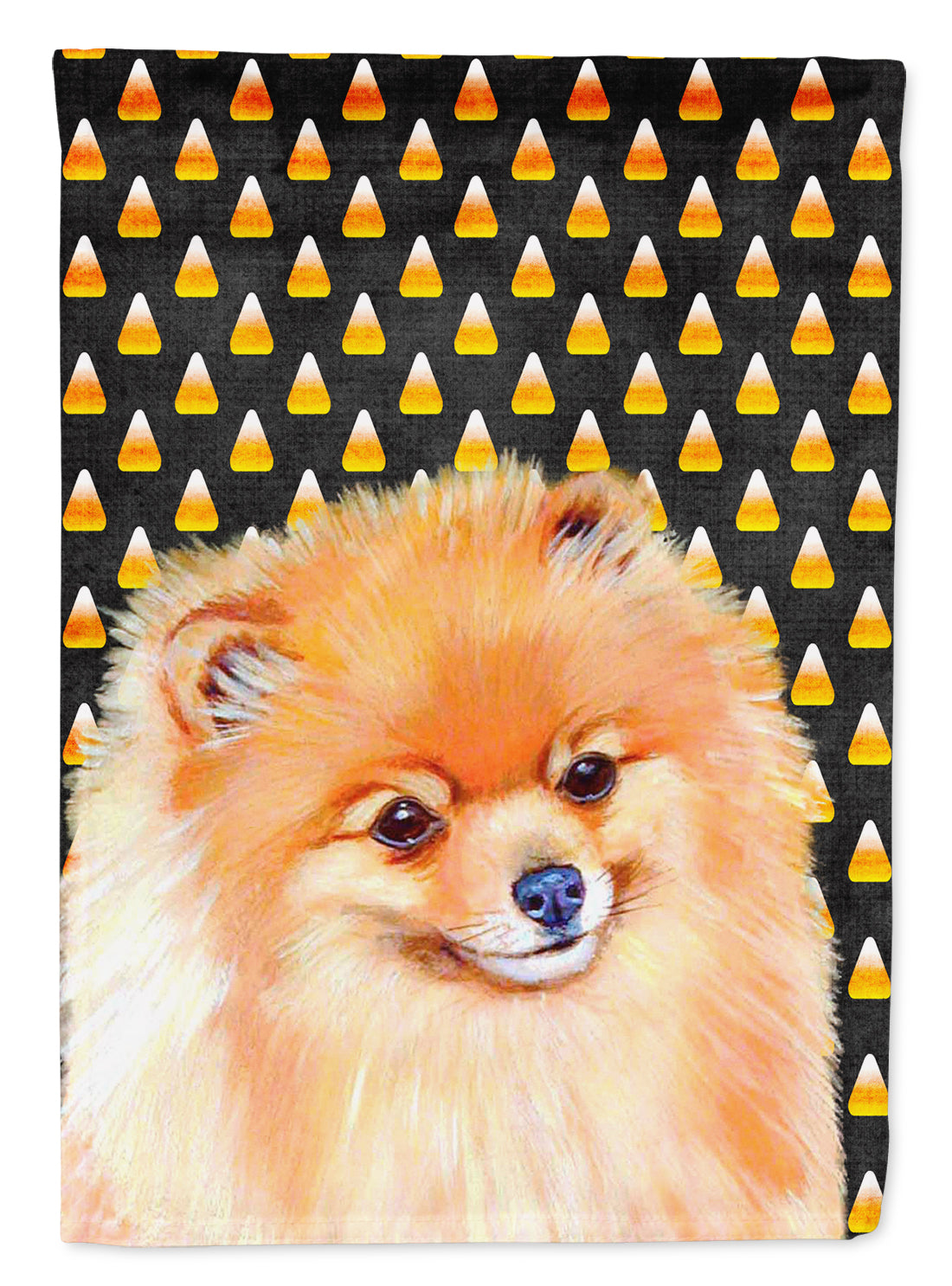 Pomeranian Candy Corn Halloween Portrait House Flag 28x40 Porch Sleeve Pole Decorative Outside Yard Banner Artwork Wall Hanging, Polyester