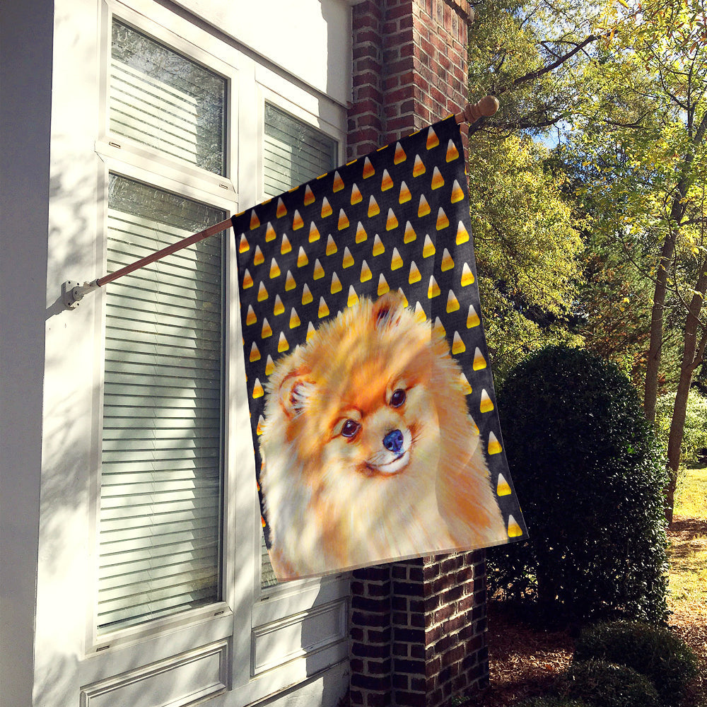 Pomeranian Candy Corn Halloween Portrait House Flag 28x40 Porch Sleeve Pole Decorative Outside Yard Banner Artwork Wall Hanging, Polyester