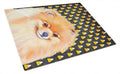 Pomeranian Candy Corn Halloween Portrait Cutting Board Tempered Glass Kitchen Cutting Surface, Heat Resistant Chopping, Non-Slip Feet, Food Prep & Serving