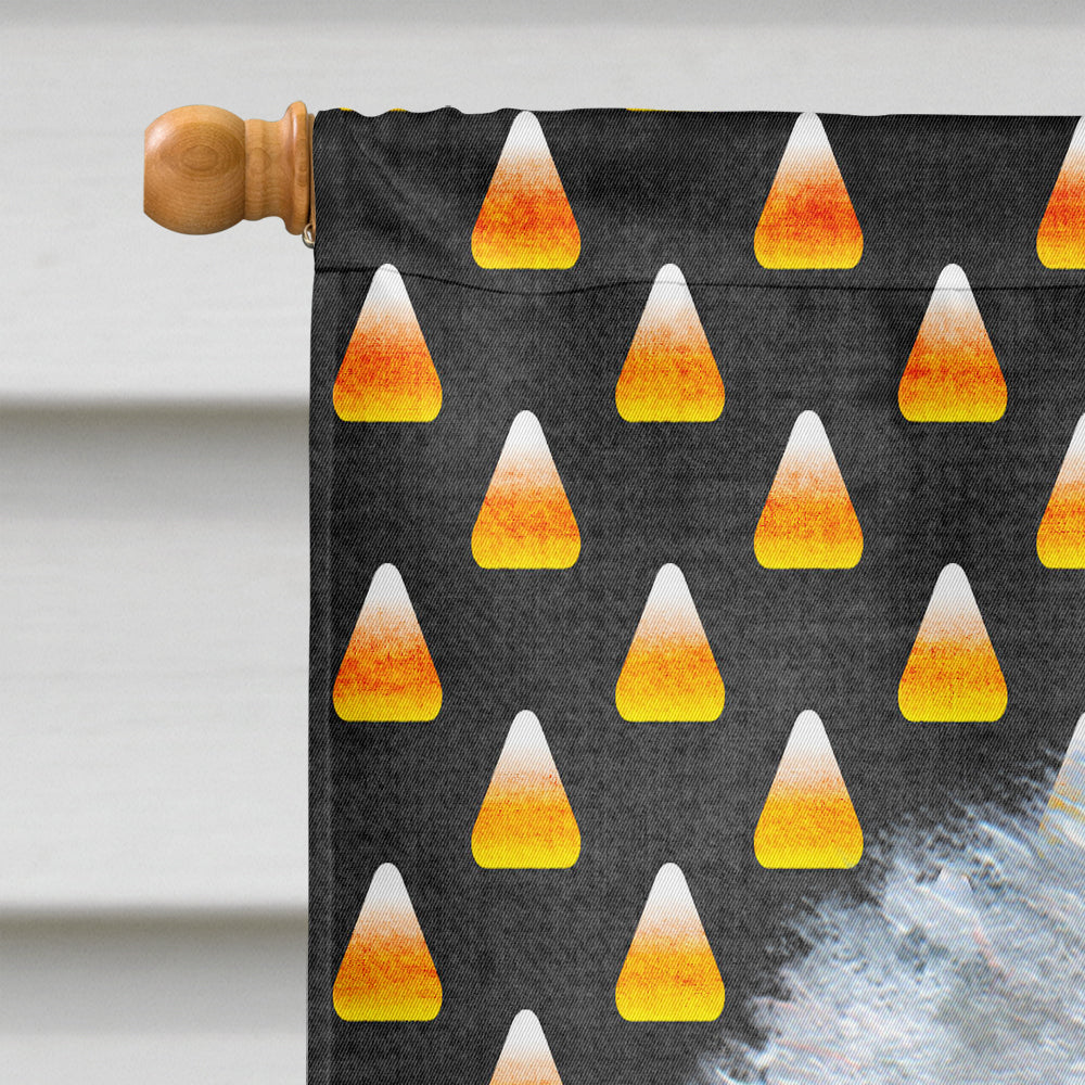 Old English Sheepdog Candy Corn Halloween Portrait House Flag 28x40 Porch Sleeve Pole Decorative Outside Yard Banner Artwork Wall Hanging, Polyester