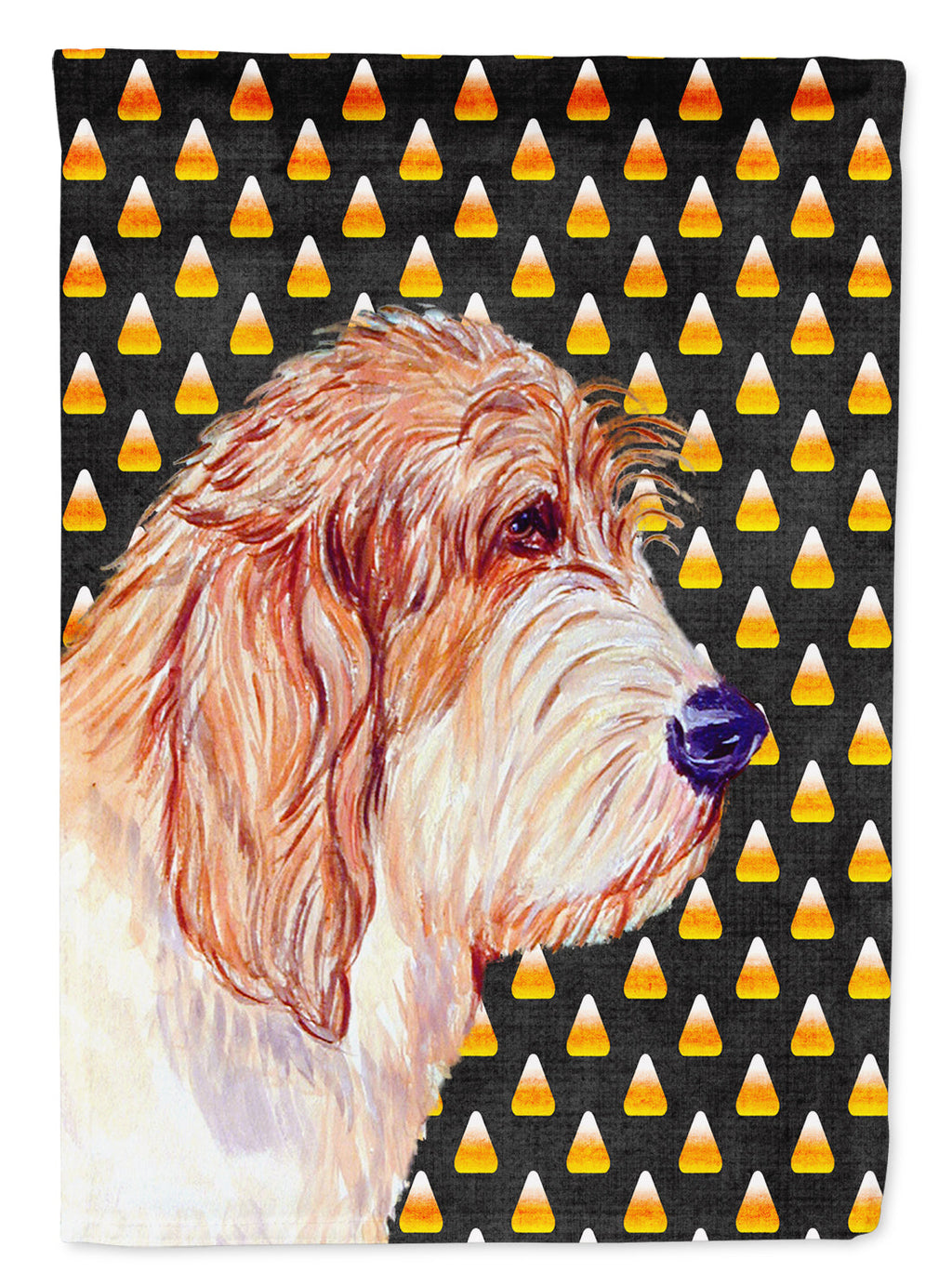 Petit Basset Griffon Vendeen Candy Corn Halloween Portrait House Flag 28x40 Porch Sleeve Pole Decorative Outside Yard Banner Artwork Wall Hanging, Polyester