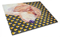 Petit Basset Griffon Vendeen Candy Corn Halloween Portrait Cutting Board Tempered Glass Kitchen Cutting Surface, Heat Resistant Chopping, Non-Slip Feet, Food Prep & Serving