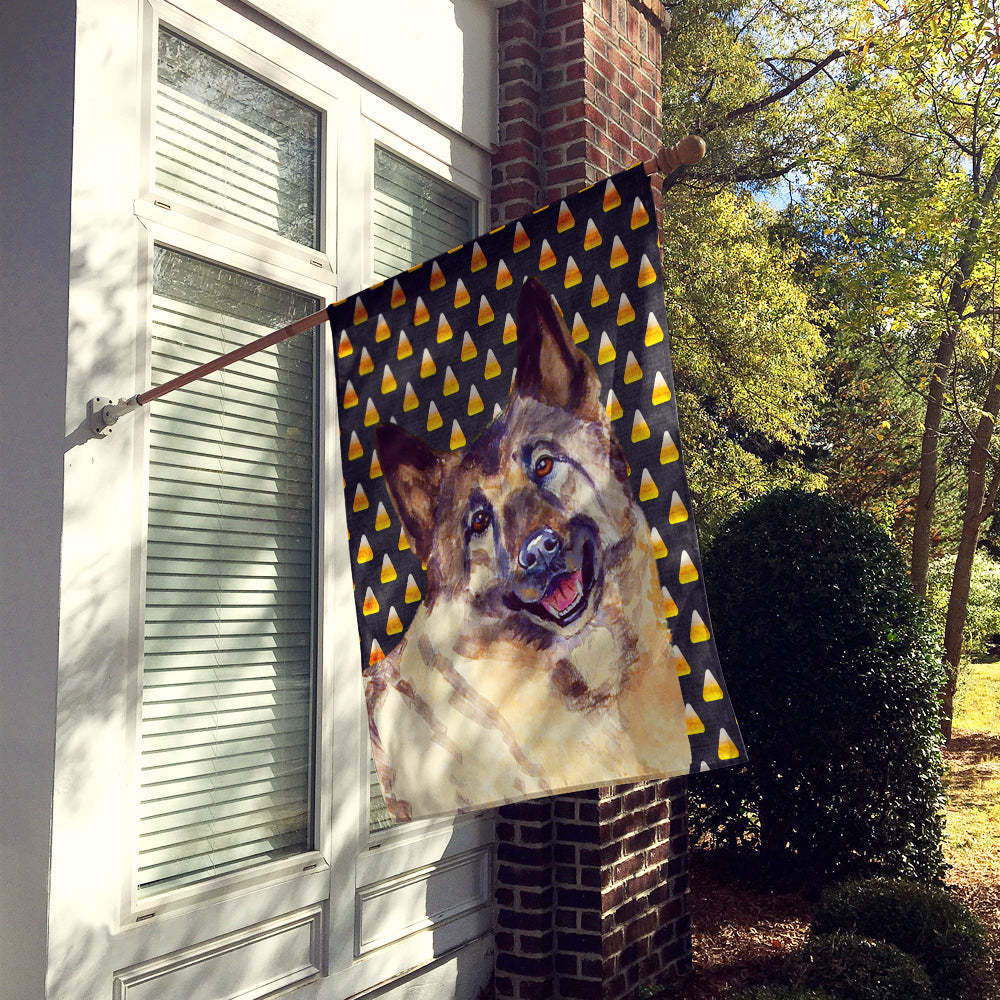 Norwegian Elkhound Candy Corn Halloween Portrait House Flag 28x40 Porch Sleeve Pole Decorative Outside Yard Banner Artwork Wall Hanging, Polyester