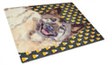 Norwegian Elkhound Candy Corn Halloween Portrait Cutting Board Tempered Glass Kitchen Cutting Surface, Heat Resistant Chopping, Non-Slip Feet, Food Prep & Serving