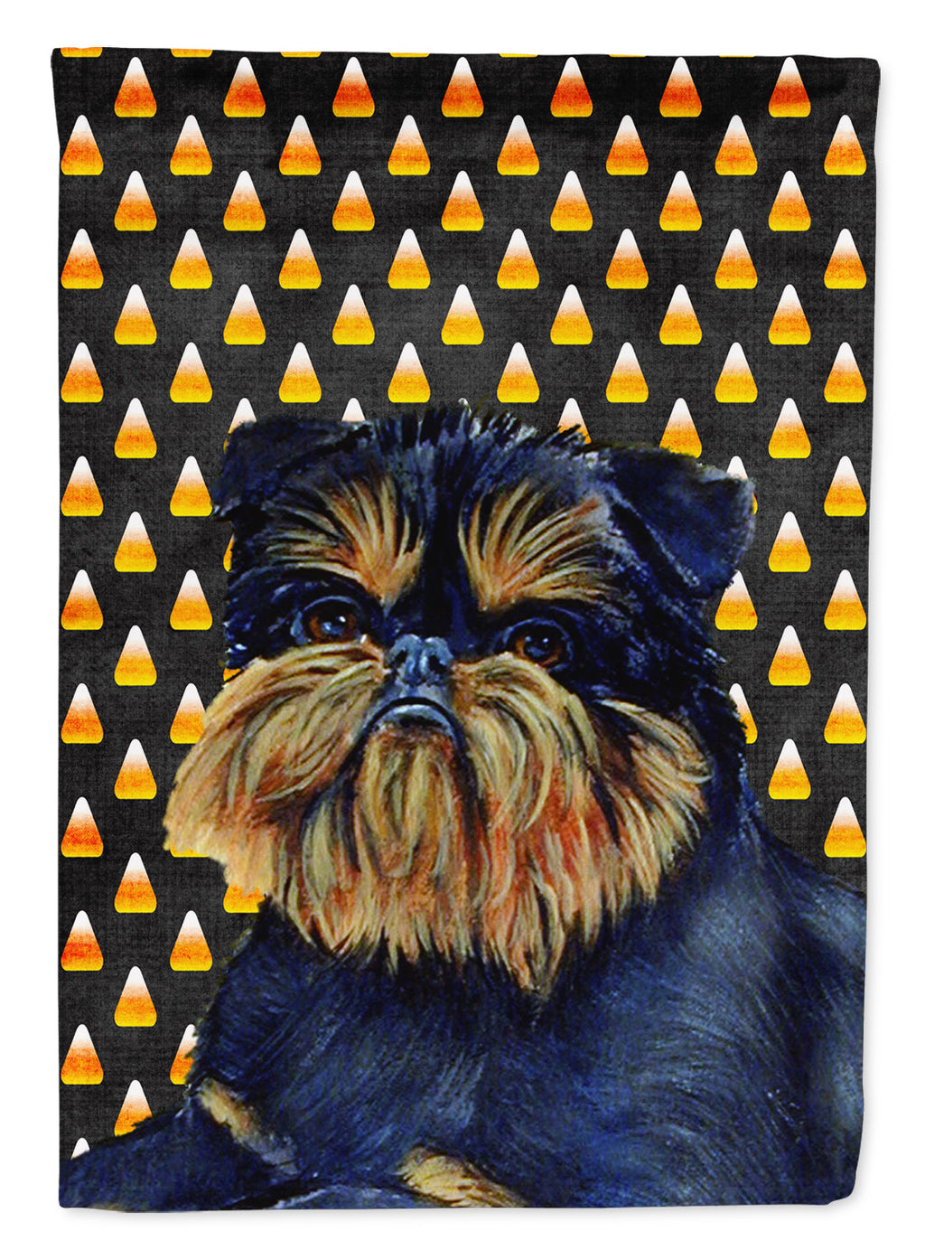 Brussels Griffon Candy Corn Halloween Portrait House Flag 28x40 Porch Sleeve Pole Decorative Outside Yard Banner Artwork Wall Hanging, Polyester