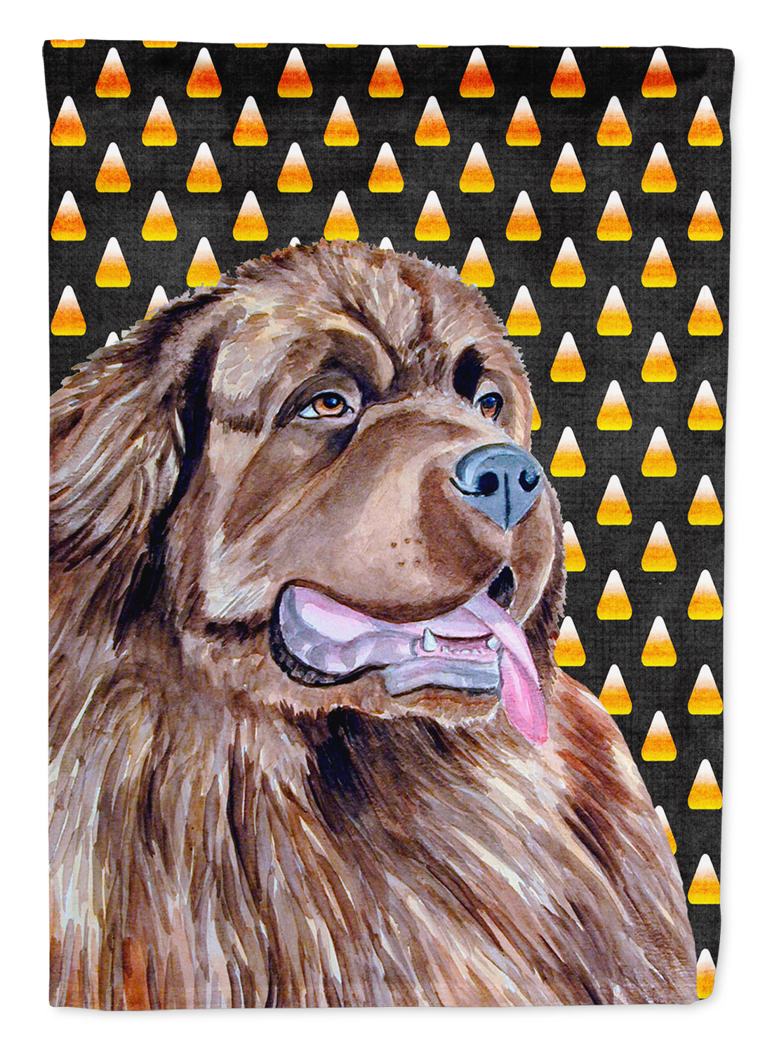 Newfoundland Candy Corn Halloween Portrait House Flag 28x40 Porch Sleeve Pole Decorative Outside Yard Banner Artwork Wall Hanging, Polyester