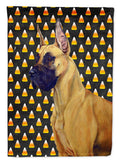 Great Dane Candy Corn Halloween Portrait House Flag 28x40 Porch Sleeve Pole Decorative Outside Yard Banner Artwork Wall Hanging, Polyester