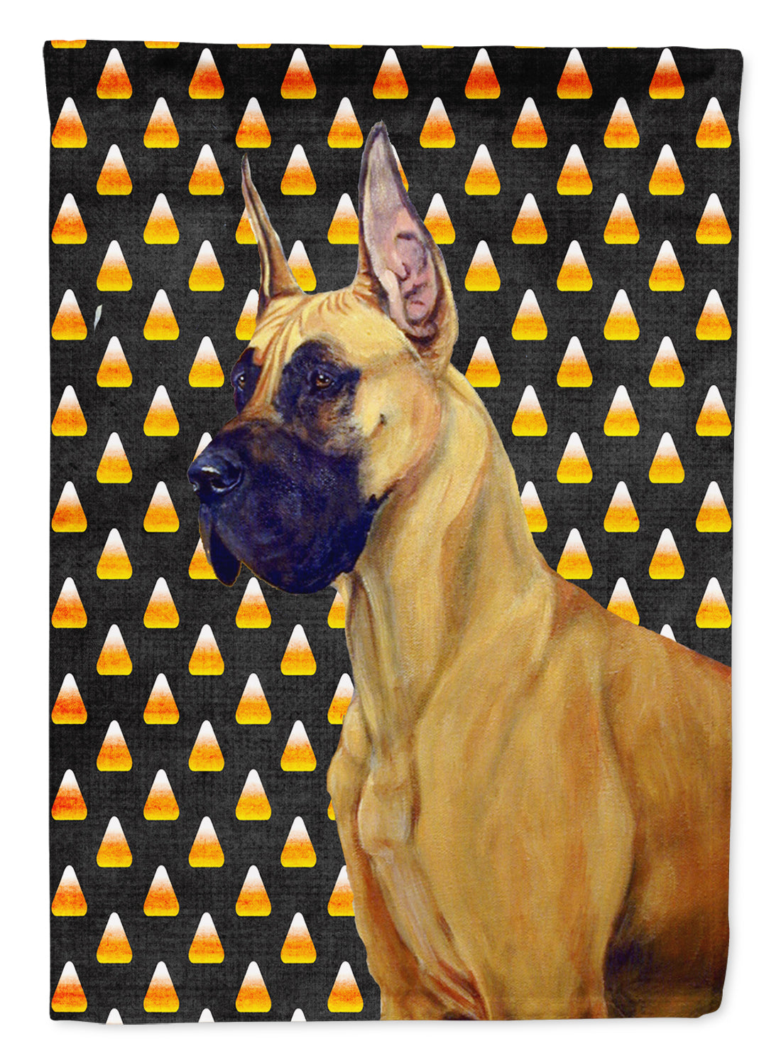 Great Dane Candy Corn Halloween Portrait House Flag 28x40 Porch Sleeve Pole Decorative Outside Yard Banner Artwork Wall Hanging, Polyester