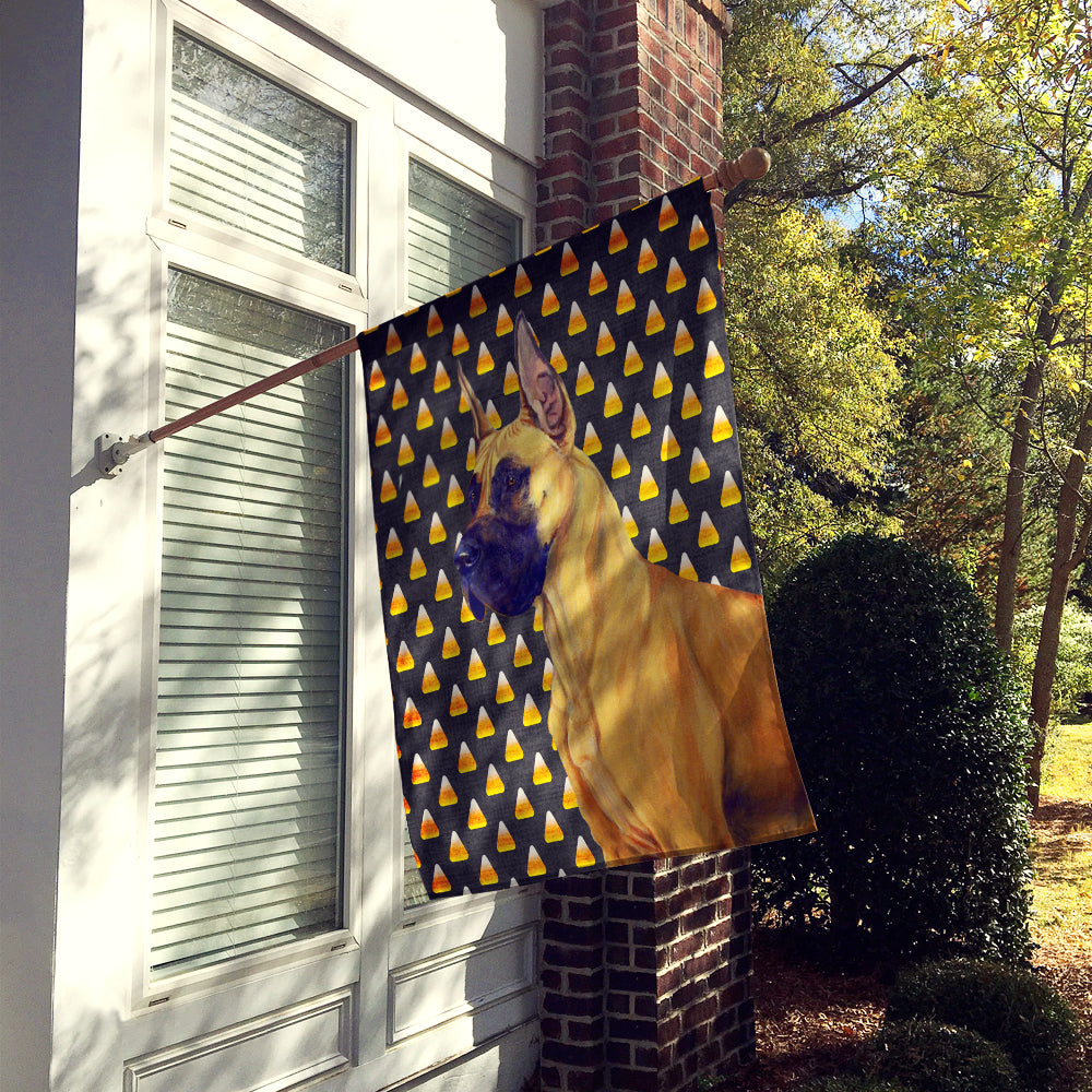 Great Dane Candy Corn Halloween Portrait House Flag 28x40 Porch Sleeve Pole Decorative Outside Yard Banner Artwork Wall Hanging, Polyester
