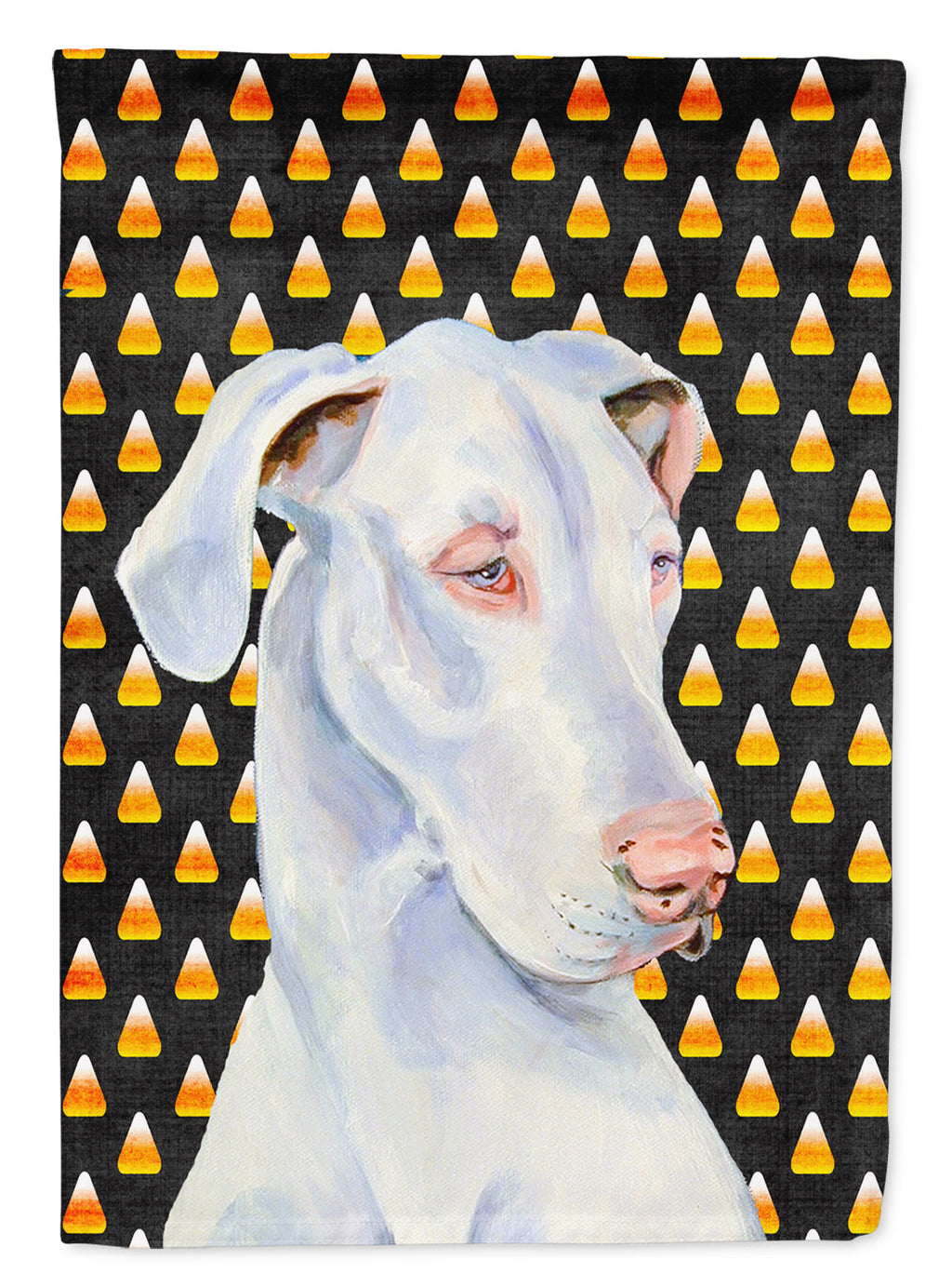 Great Dane Candy Corn Halloween Portrait House Flag 28x40 Porch Sleeve Pole Decorative Outside Yard Banner Artwork Wall Hanging, Polyester