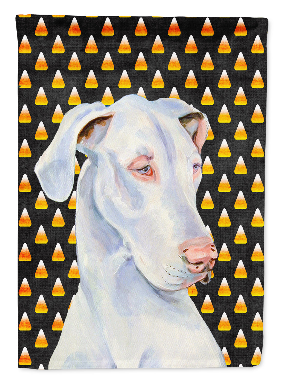 Great Dane Candy Corn Halloween Portrait House Flag 28x40 Porch Sleeve Pole Decorative Outside Yard Banner Artwork Wall Hanging, Polyester