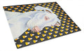 Great Dane Candy Corn Halloween Portrait Cutting Board Tempered Glass Kitchen Cutting Surface, Heat Resistant Chopping, Non-Slip Feet, Food Prep & Serving