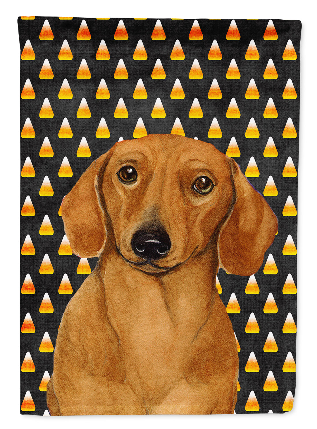 Dachshund Candy Corn Halloween Portrait House Flag 28x40 Porch Sleeve Pole Decorative Outside Yard Banner Artwork Wall Hanging, Polyester