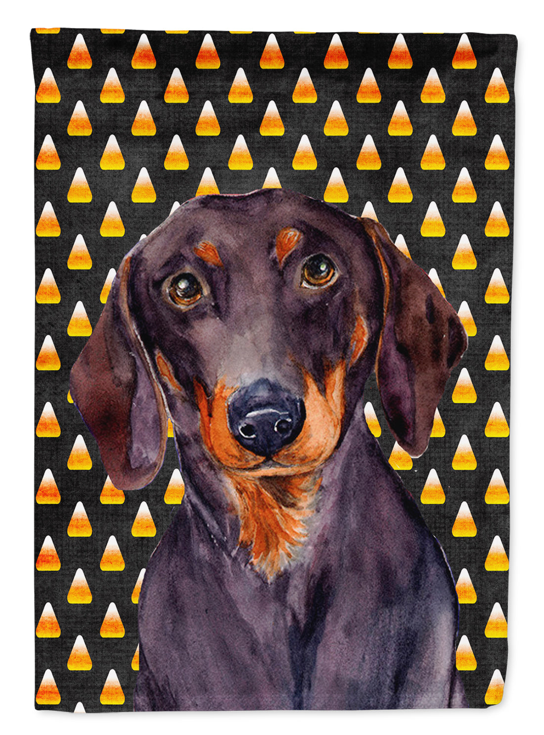 Dachshund Candy Corn Halloween Portrait House Flag 28x40 Porch Sleeve Pole Decorative Outside Yard Banner Artwork Wall Hanging, Polyester