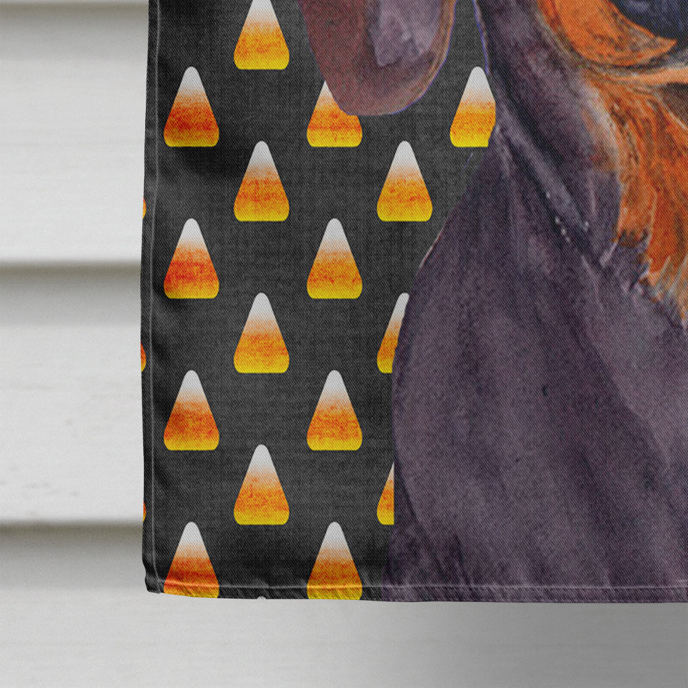 Dachshund Candy Corn Halloween Portrait House Flag 28x40 Porch Sleeve Pole Decorative Outside Yard Banner Artwork Wall Hanging, Polyester