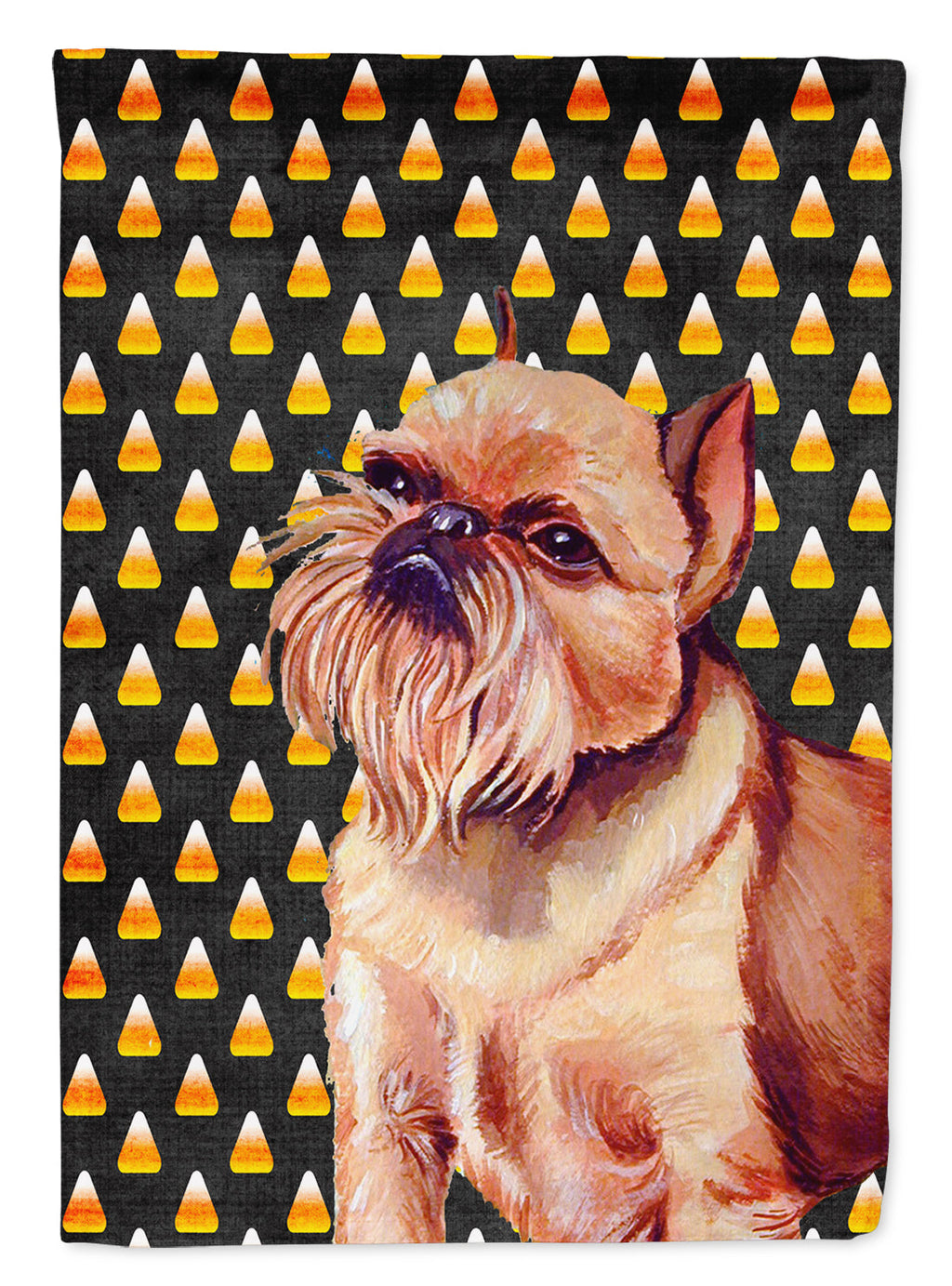 Brussels Griffon Candy Corn Halloween Portrait House Flag 28x40 Porch Sleeve Pole Decorative Outside Yard Banner Artwork Wall Hanging, Polyester