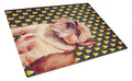 Brussels Griffon Candy Corn Halloween Portrait Cutting Board Tempered Glass Kitchen Cutting Surface, Heat Resistant Chopping, Non-Slip Feet, Food Prep & Serving