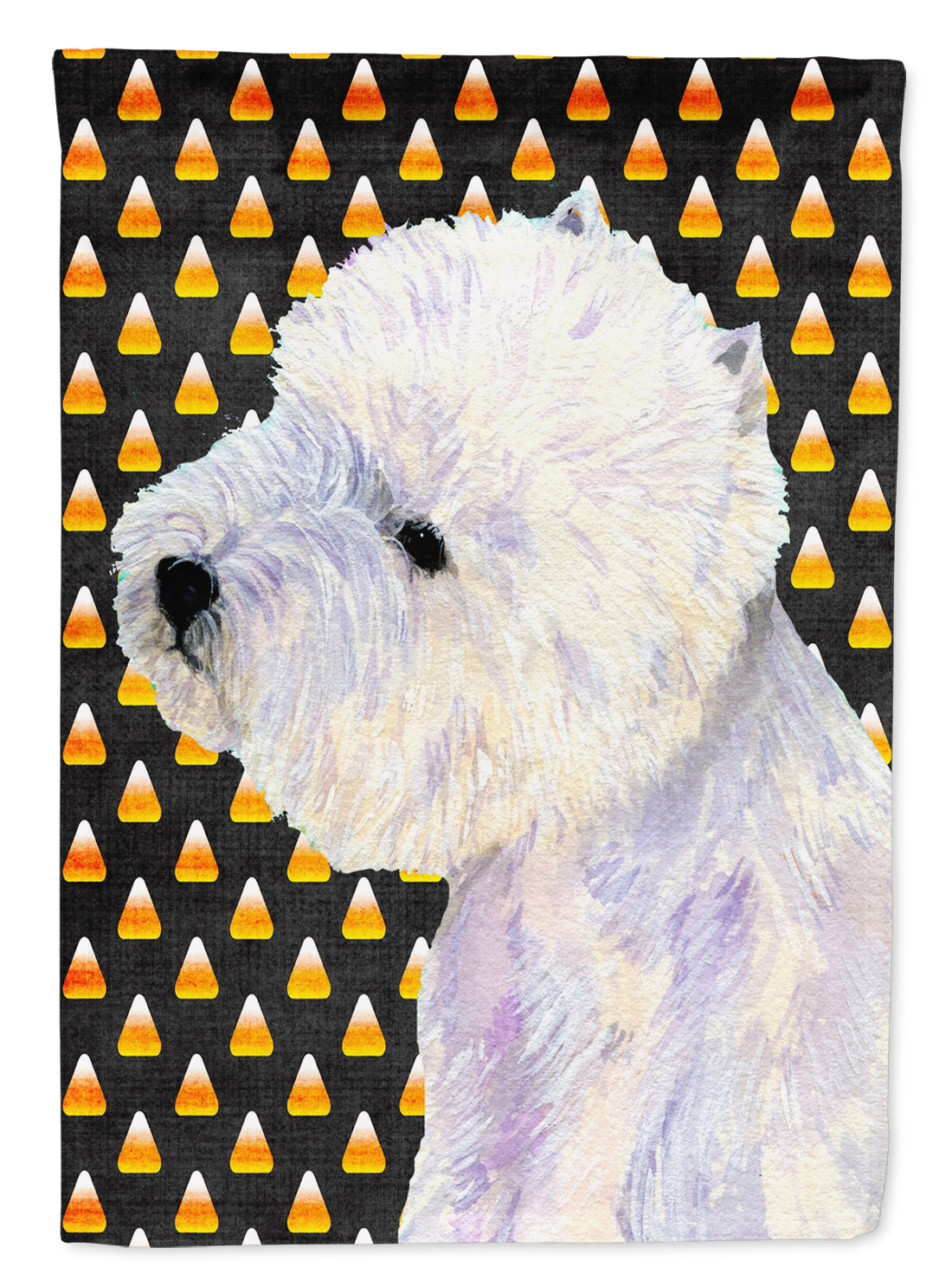 Westie Candy Corn Halloween Portrait House Flag 28x40 Porch Sleeve Pole Decorative Outside Yard Banner Artwork Wall Hanging, Polyester