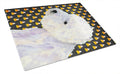 Westie Candy Corn Halloween Portrait Cutting Board Tempered Glass Kitchen Cutting Surface, Heat Resistant Chopping, Non-Slip Feet, Food Prep & Serving