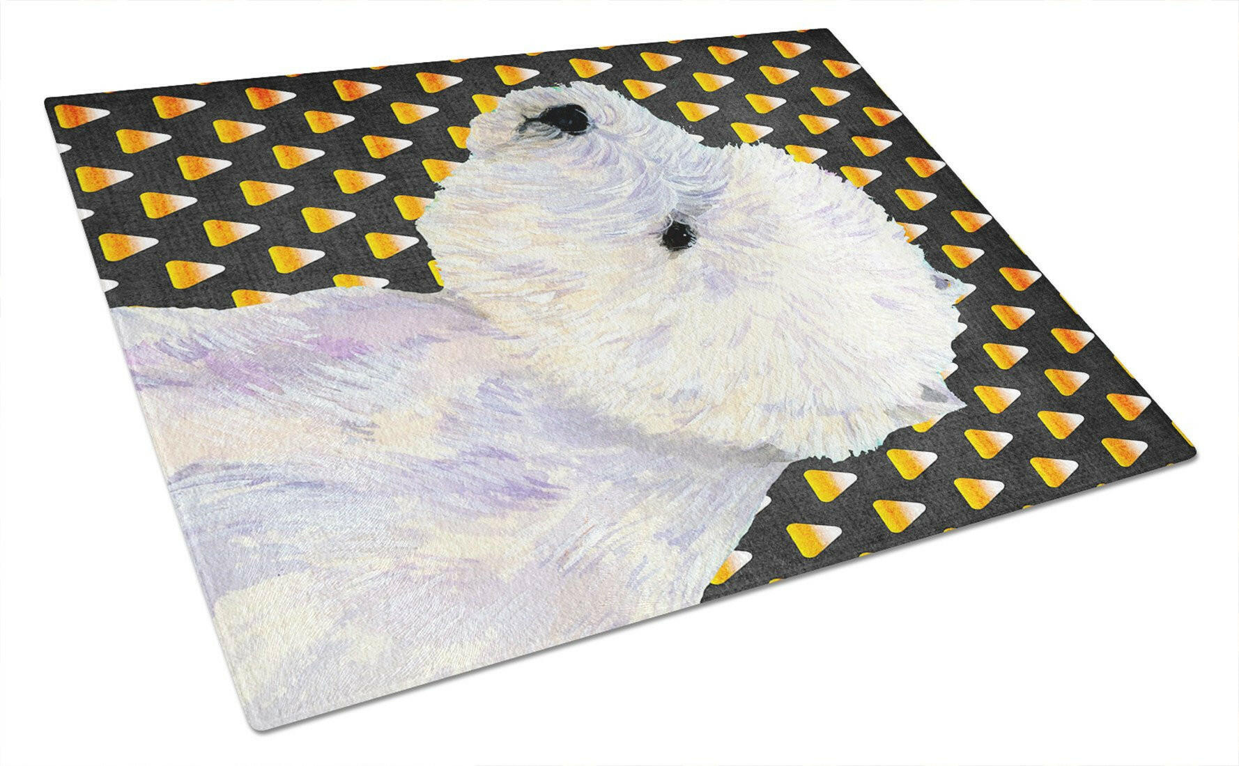 Westie Candy Corn Halloween Portrait Cutting Board Tempered Glass Kitchen Cutting Surface, Heat Resistant Chopping, Non-Slip Feet, Food Prep & Serving