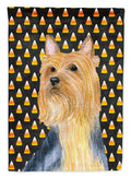 Silky Terrier Candy Corn Halloween Portrait House Flag 28x40 Porch Sleeve Pole Decorative Outside Yard Banner Artwork Wall Hanging, Polyester