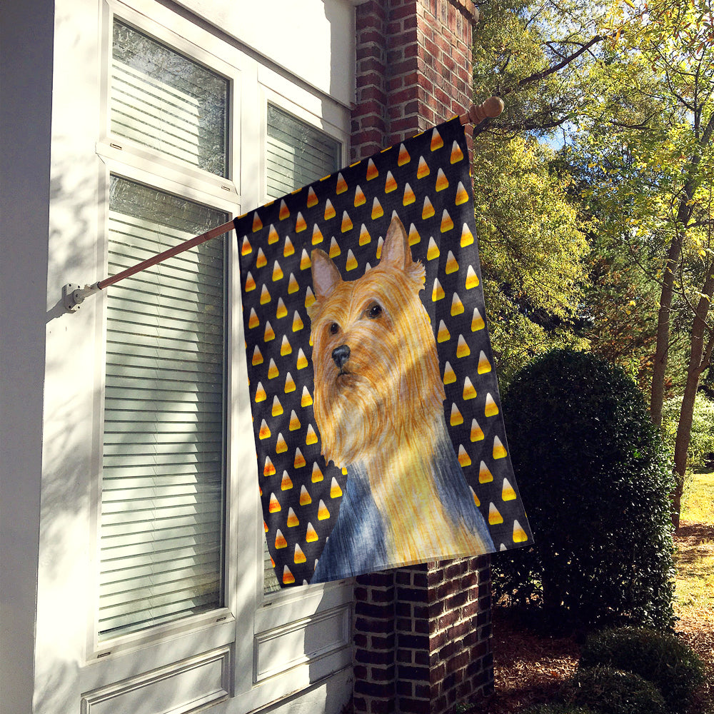 Silky Terrier Candy Corn Halloween Portrait House Flag 28x40 Porch Sleeve Pole Decorative Outside Yard Banner Artwork Wall Hanging, Polyester
