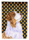 Australian Shepherd Candy Corn Halloween Portrait House Flag 28x40 Porch Sleeve Pole Decorative Outside Yard Banner Artwork Wall Hanging, Polyester