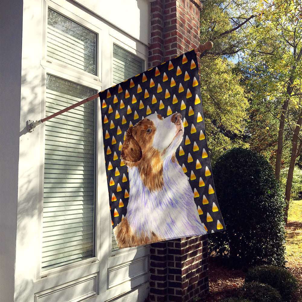 Australian Shepherd Candy Corn Halloween Portrait House Flag 28x40 Porch Sleeve Pole Decorative Outside Yard Banner Artwork Wall Hanging, Polyester