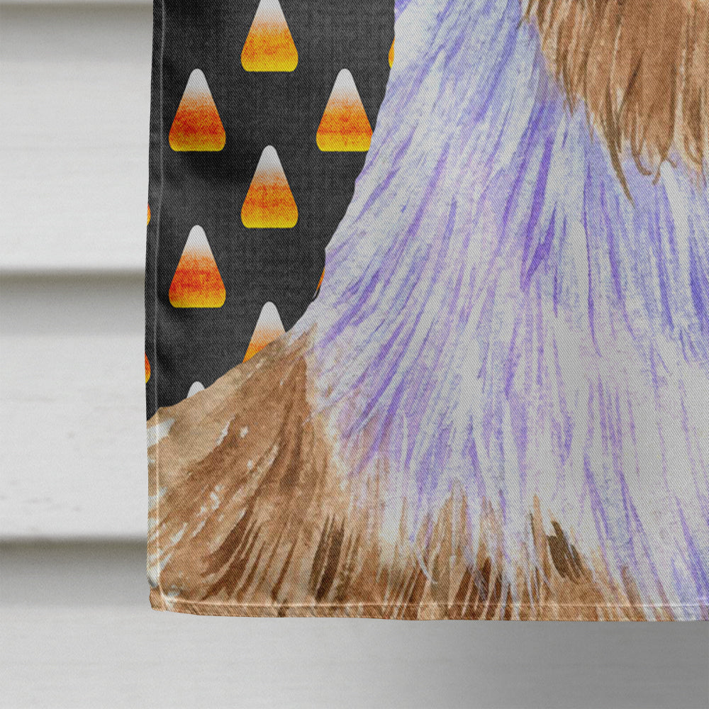 Australian Shepherd Candy Corn Halloween Portrait House Flag 28x40 Porch Sleeve Pole Decorative Outside Yard Banner Artwork Wall Hanging, Polyester