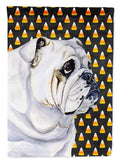 Bulldog English Candy Corn Halloween Portrait House Flag 28x40 Porch Sleeve Pole Decorative Outside Yard Banner Artwork Wall Hanging, Polyester