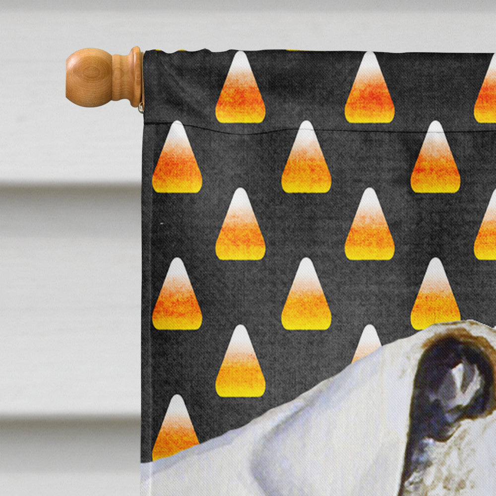 Bulldog English Candy Corn Halloween Portrait House Flag 28x40 Porch Sleeve Pole Decorative Outside Yard Banner Artwork Wall Hanging, Polyester