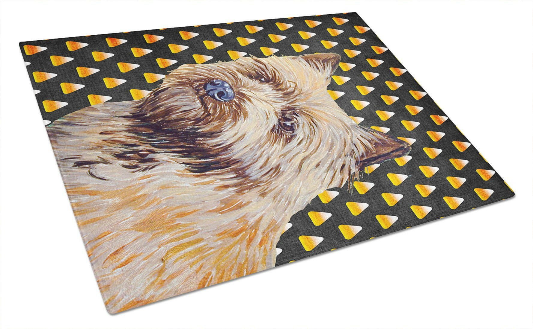 Cairn Terrier Candy Corn Halloween Portrait Cutting Board Tempered Glass Kitchen Cutting Surface, Heat Resistant Chopping, Non-Slip Feet, Food Prep & Serving