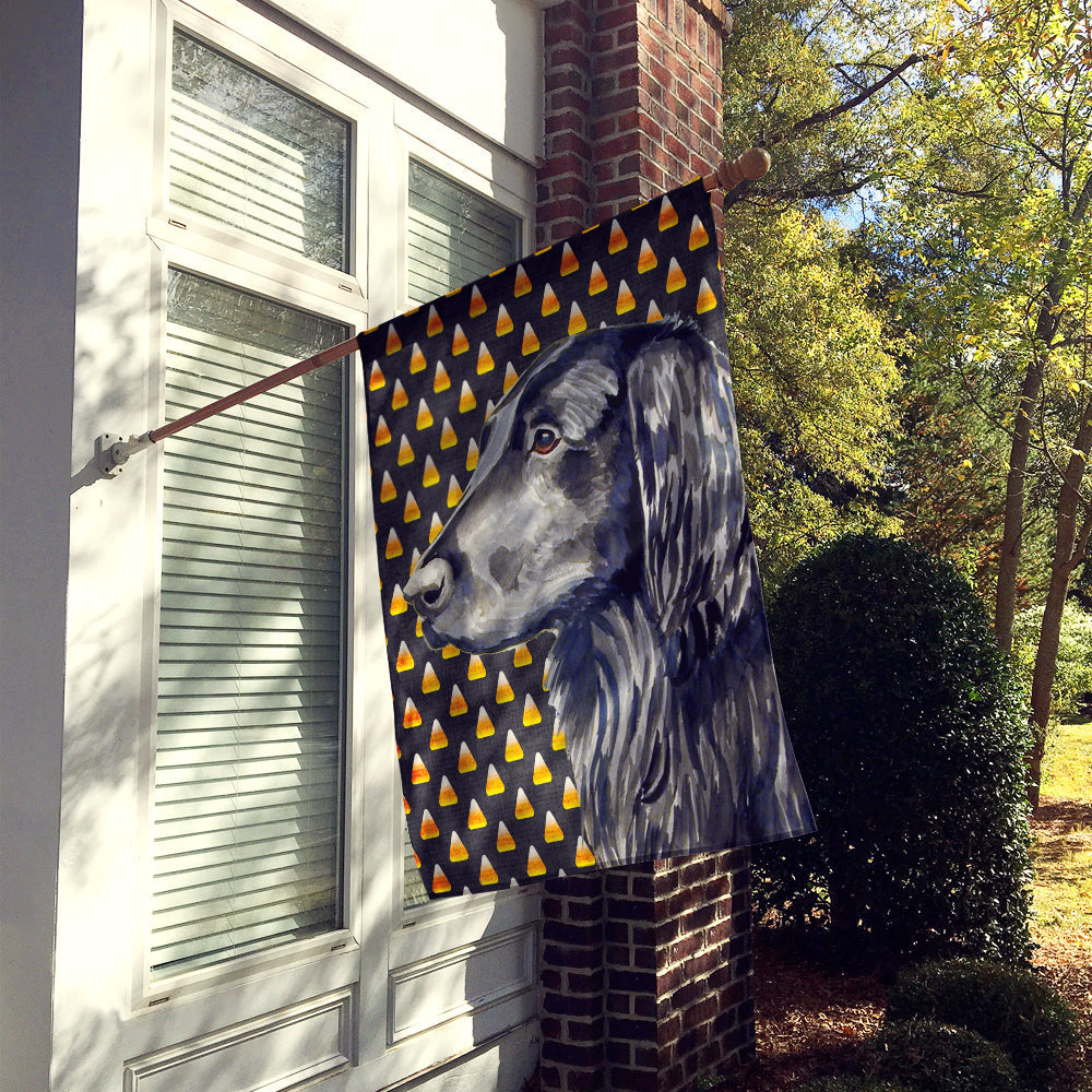 Flat Coated Retriever Candy Corn Halloween Portrait House Flag 28x40 Porch Sleeve Pole Decorative Outside Yard Banner Artwork Wall Hanging, Polyester
