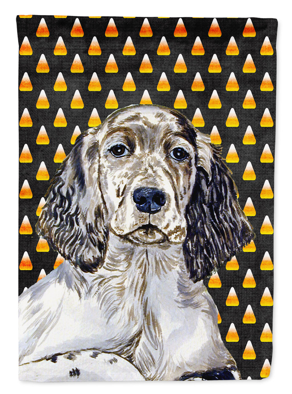 English Setter Candy Corn Halloween Portrait House Flag 28x40 Porch Sleeve Pole Decorative Outside Yard Banner Artwork Wall Hanging, Polyester