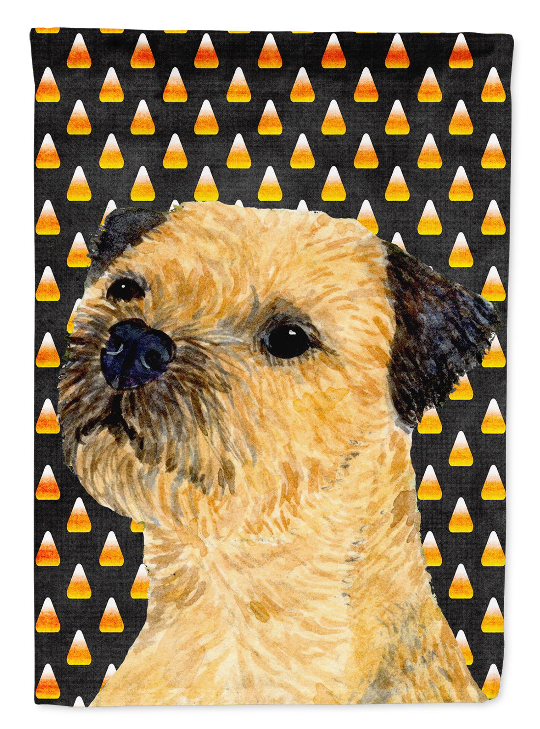 Border Terrier Candy Corn Halloween Portrait House Flag 28x40 Porch Sleeve Pole Decorative Outside Yard Banner Artwork Wall Hanging, Polyester
