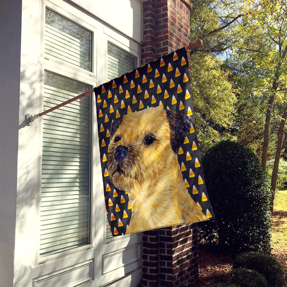 Border Terrier Candy Corn Halloween Portrait House Flag 28x40 Porch Sleeve Pole Decorative Outside Yard Banner Artwork Wall Hanging, Polyester