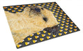 Border Terrier Candy Corn Halloween Portrait Cutting Board Tempered Glass Kitchen Cutting Surface, Heat Resistant Chopping, Non-Slip Feet, Food Prep & Serving