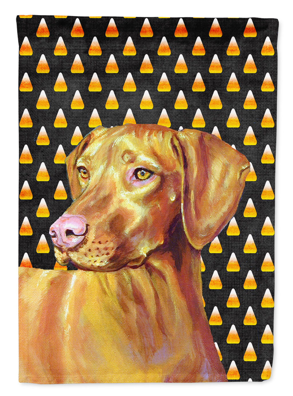 Vizsla Candy Corn Halloween Portrait House Flag 28x40 Porch Sleeve Pole Decorative Outside Yard Banner Artwork Wall Hanging, Polyester