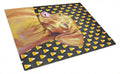 Vizsla Candy Corn Halloween Portrait Cutting Board Tempered Glass Kitchen Cutting Surface, Heat Resistant Chopping, Non-Slip Feet, Food Prep & Serving