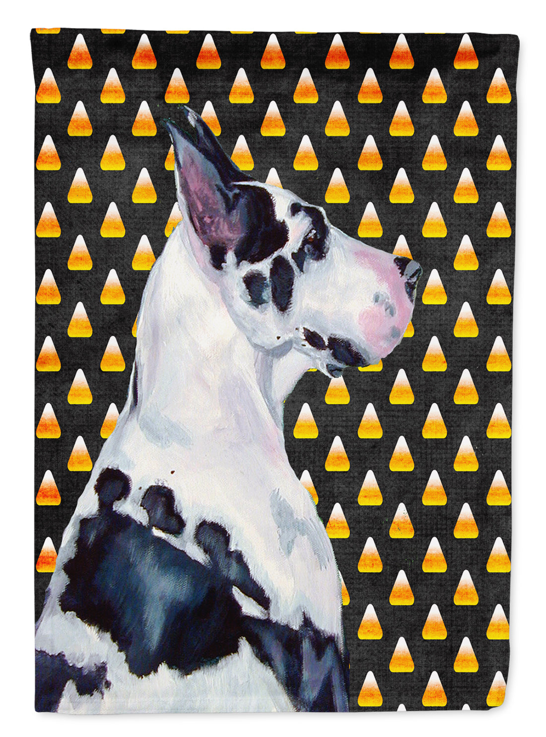 Great Dane Candy Corn Halloween Portrait House Flag 28x40 Porch Sleeve Pole Decorative Outside Yard Banner Artwork Wall Hanging, Polyester