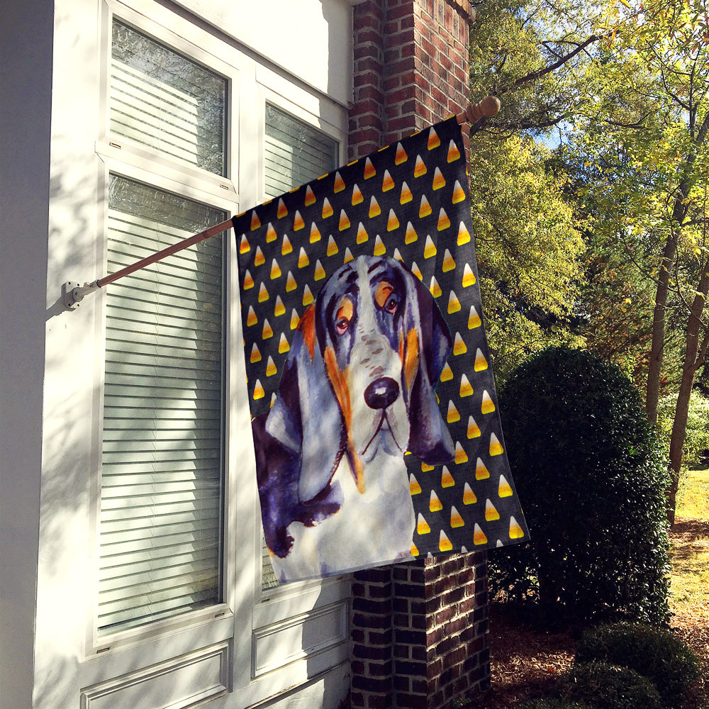 Basset Hound Candy Corn Halloween Portrait House Flag 28x40 Porch Sleeve Pole Decorative Outside Yard Banner Artwork Wall Hanging, Polyester