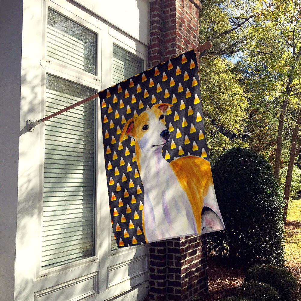 Whippet Candy Corn Halloween Portrait House Flag 28x40 Porch Sleeve Pole Decorative Outside Yard Banner Artwork Wall Hanging, Polyester