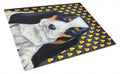 Basset Hound Candy Corn Halloween Portrait Cutting Board Tempered Glass Kitchen Cutting Surface, Heat Resistant Chopping, Non-Slip Feet, Food Prep & Serving