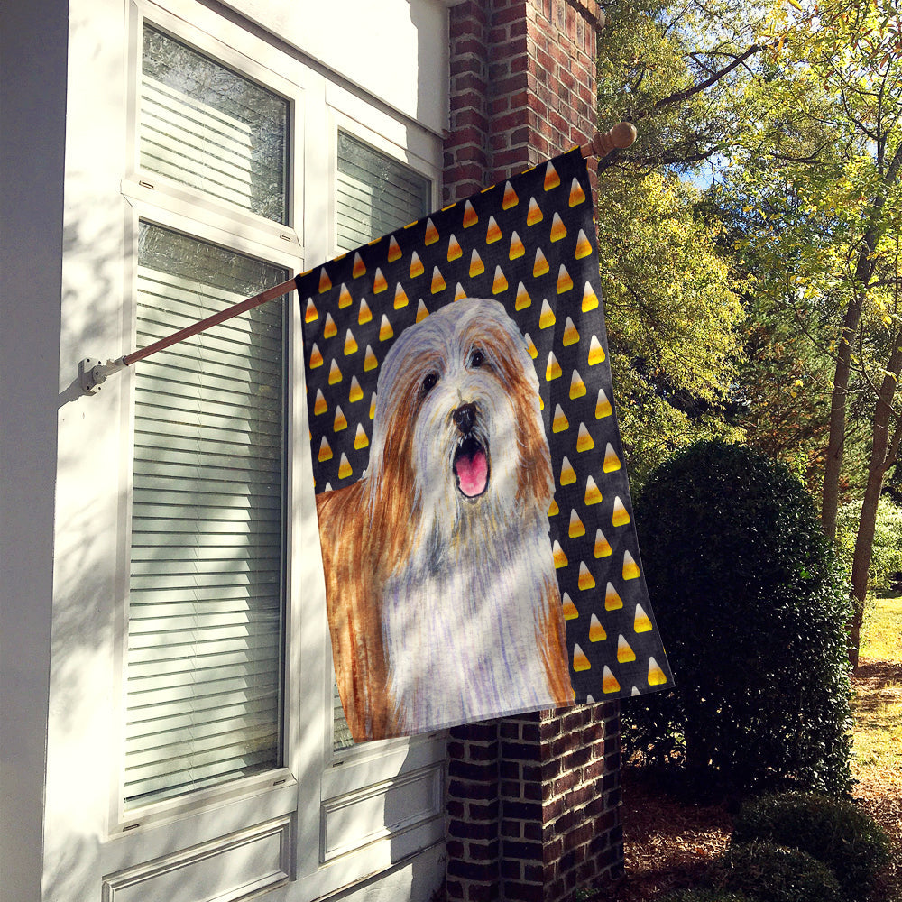 Bearded Collie Candy Corn Halloween Portrait House Flag 28x40 Porch Sleeve Pole Decorative Outside Yard Banner Artwork Wall Hanging, Polyester
